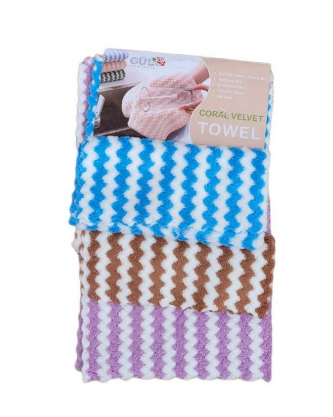 Gül Microfiber Üçlü Puffy Bez