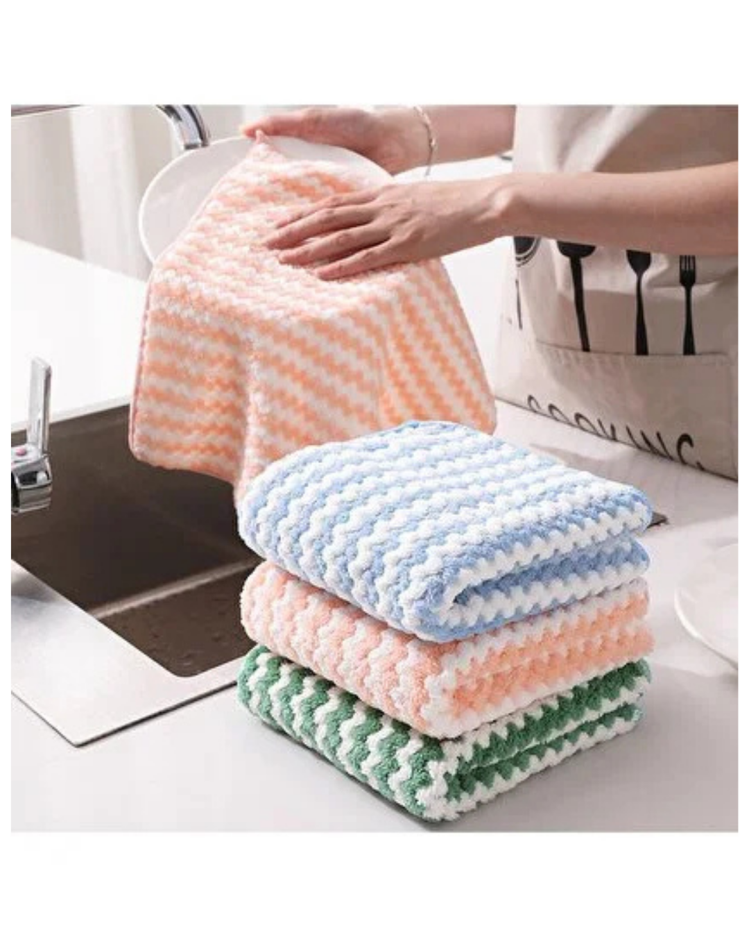 Gül Microfiber Üçlü Puffy Bez - Görsel 3